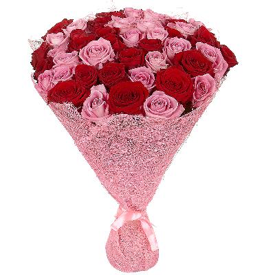 Букет из 51 розы "Красно-розовые"